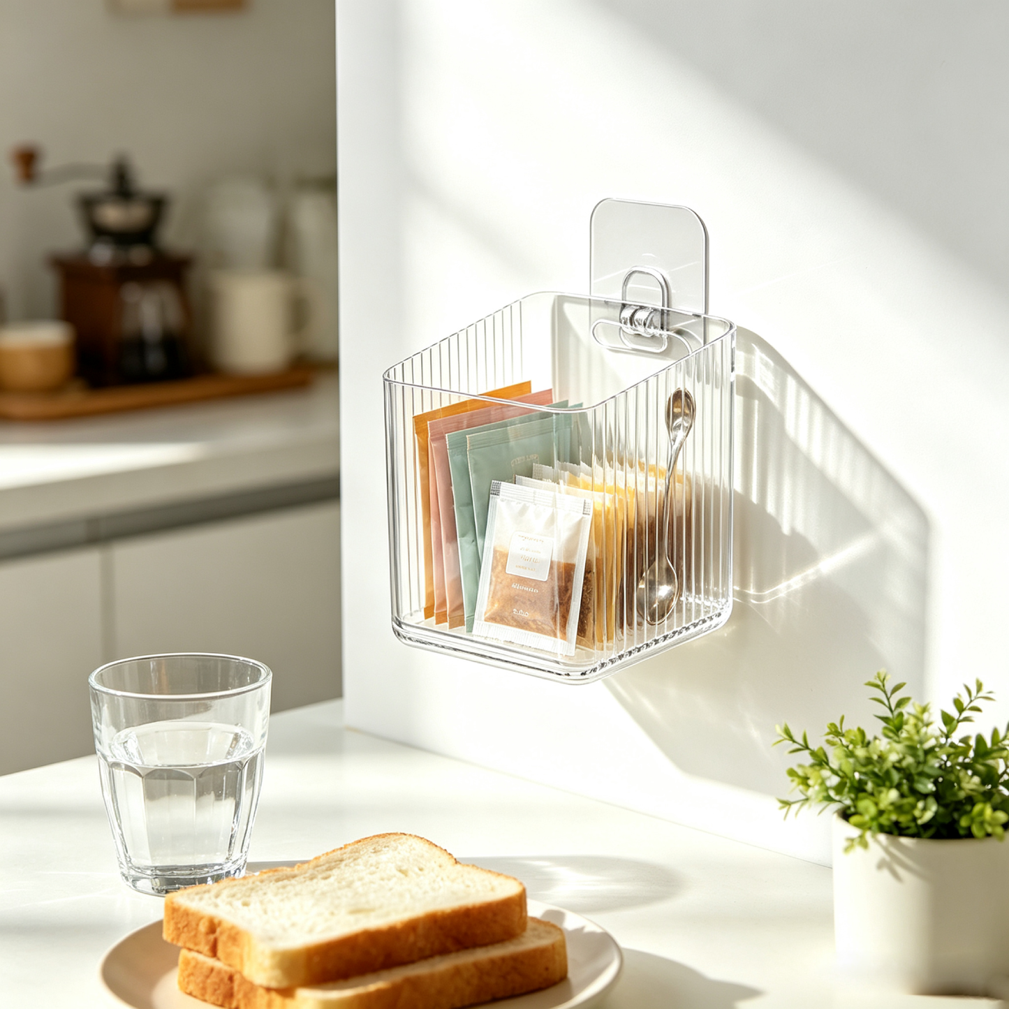 Wall-Mounted Storage Organizer Bin (2-Pack, Medium - Clear)