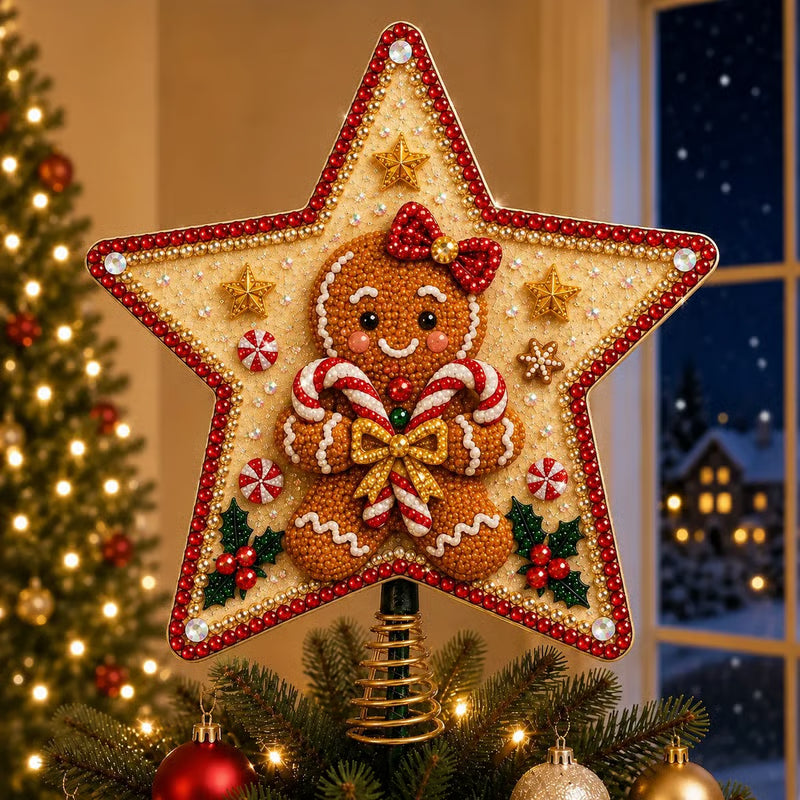 ⏳ Last Day 50% OFF – 🎄 Beginner-Friendly Christmas Pearl Diamond Art Tree Topper DIY Kit