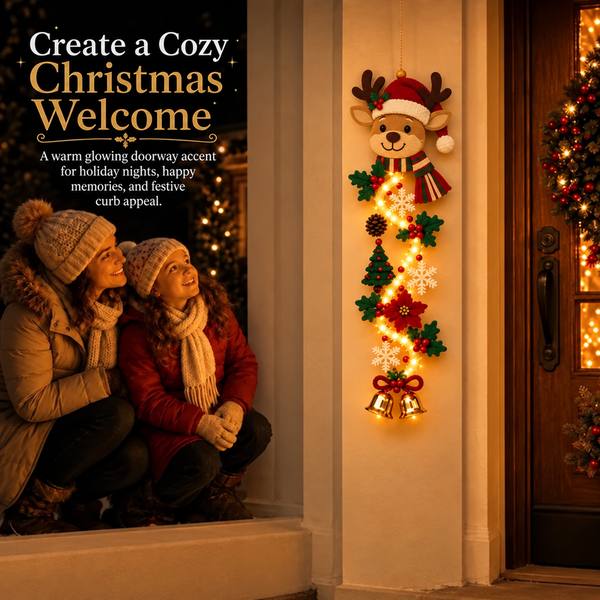 ⏳ Last Day 50% OFF – 🎄MerryCascade™ Glowing Christmas Door Hanger | 6 Festive Designs✨(📦Buy 2 Sets, Get FREE Shipping)