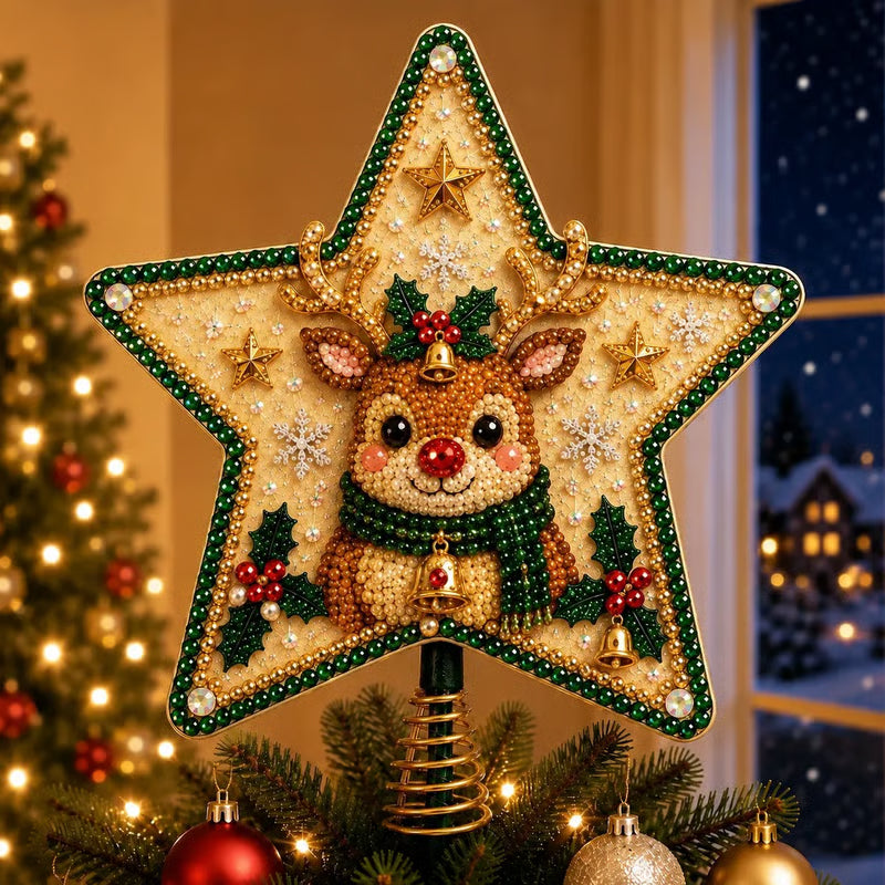 ⏳ Last Day 50% OFF – 🎄 Beginner-Friendly Christmas Pearl Diamond Art Tree Topper DIY Kit