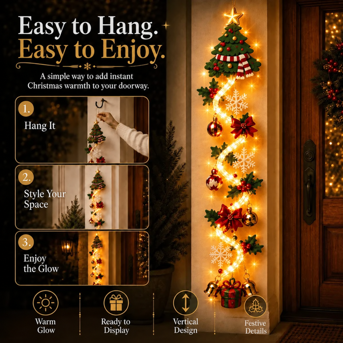 ⏳ Last Day 50% OFF – 🎄MerryCascade™ Glowing Christmas Door Hanger | 6 Festive Designs✨(📦Buy 2 Sets, Get FREE Shipping)