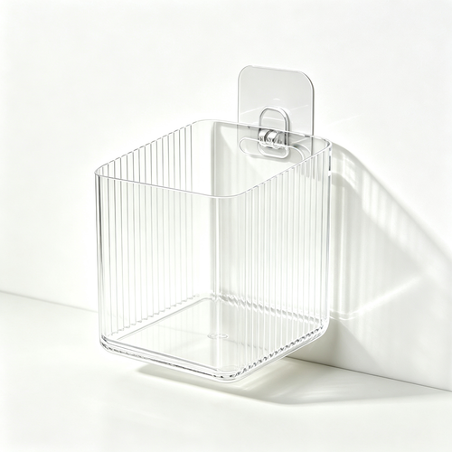 Wall-Mounted Storage Organizer Bin (2-Pack, Medium - Clear)