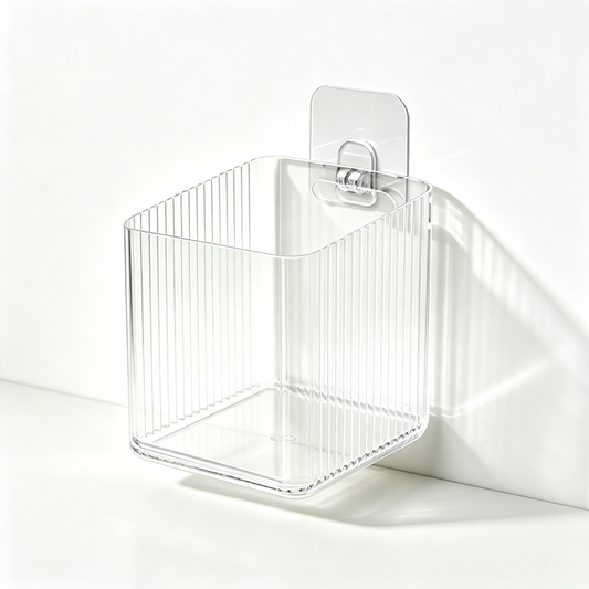 Wall-Mounted Storage Organizer Bin (2-Pack, Medium - Clear)
