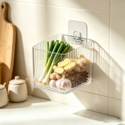 Wall-Mounted Storage Organizer Bin (2-Pack, Medium - Clear)