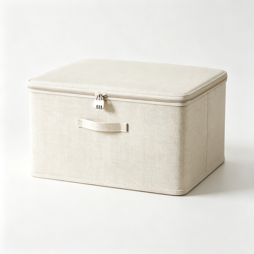 Collapsible Fabric Storage Box with Combination Lock