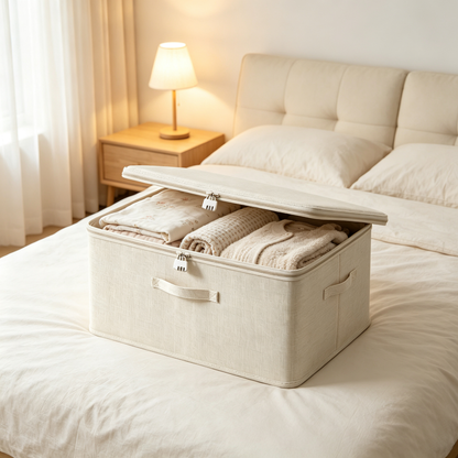 Collapsible Fabric Storage Box with Combination Lock