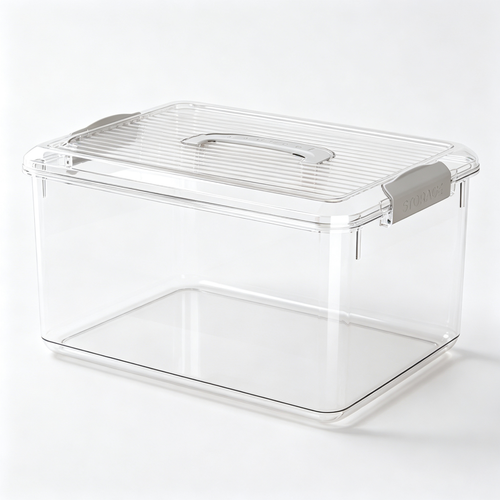 Clear Storage Organizer Box with Handle