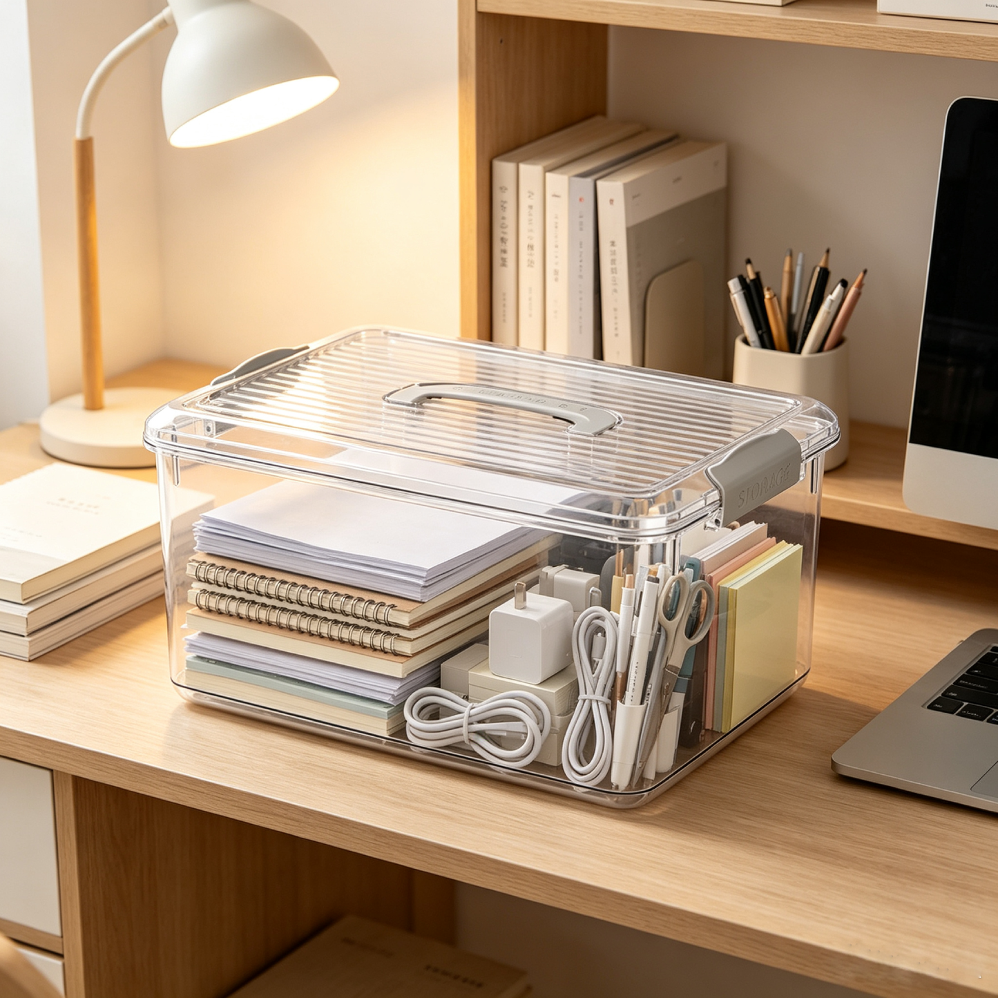 Clear Storage Organizer Box with Handle