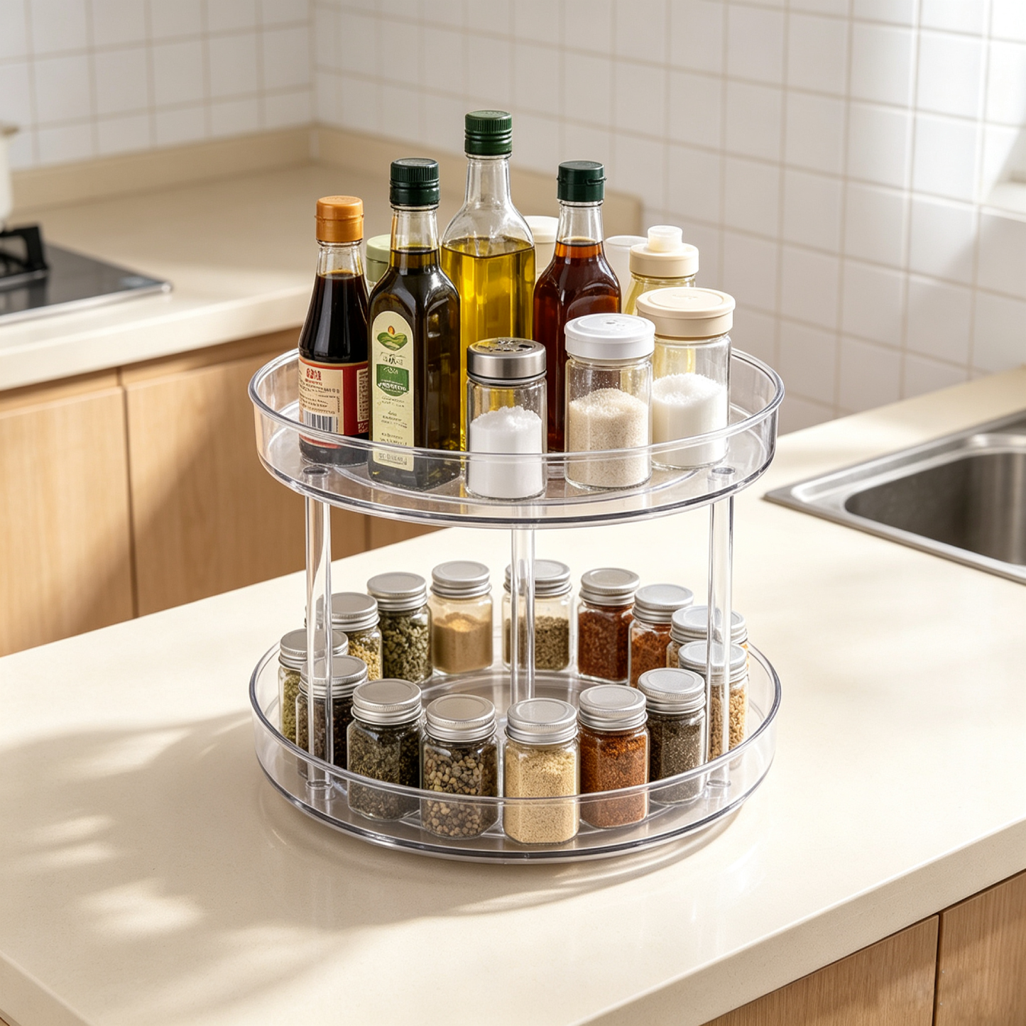 Double-Layer Rotating Organizer Rack