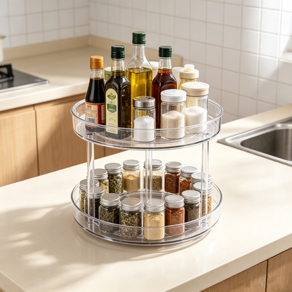 Double-Layer Rotating Organizer Rack