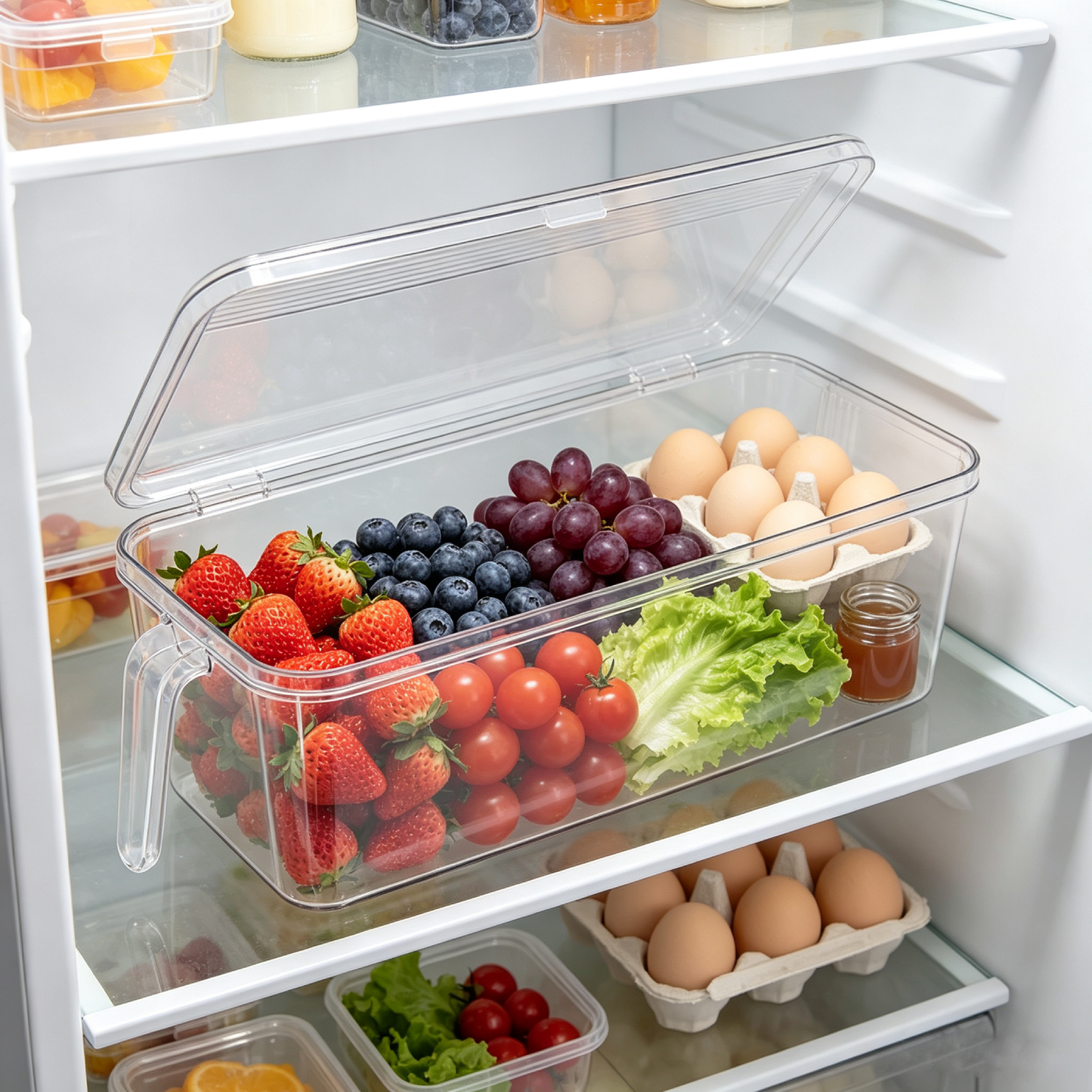 Clear Refrigerator Storage Container with Handle