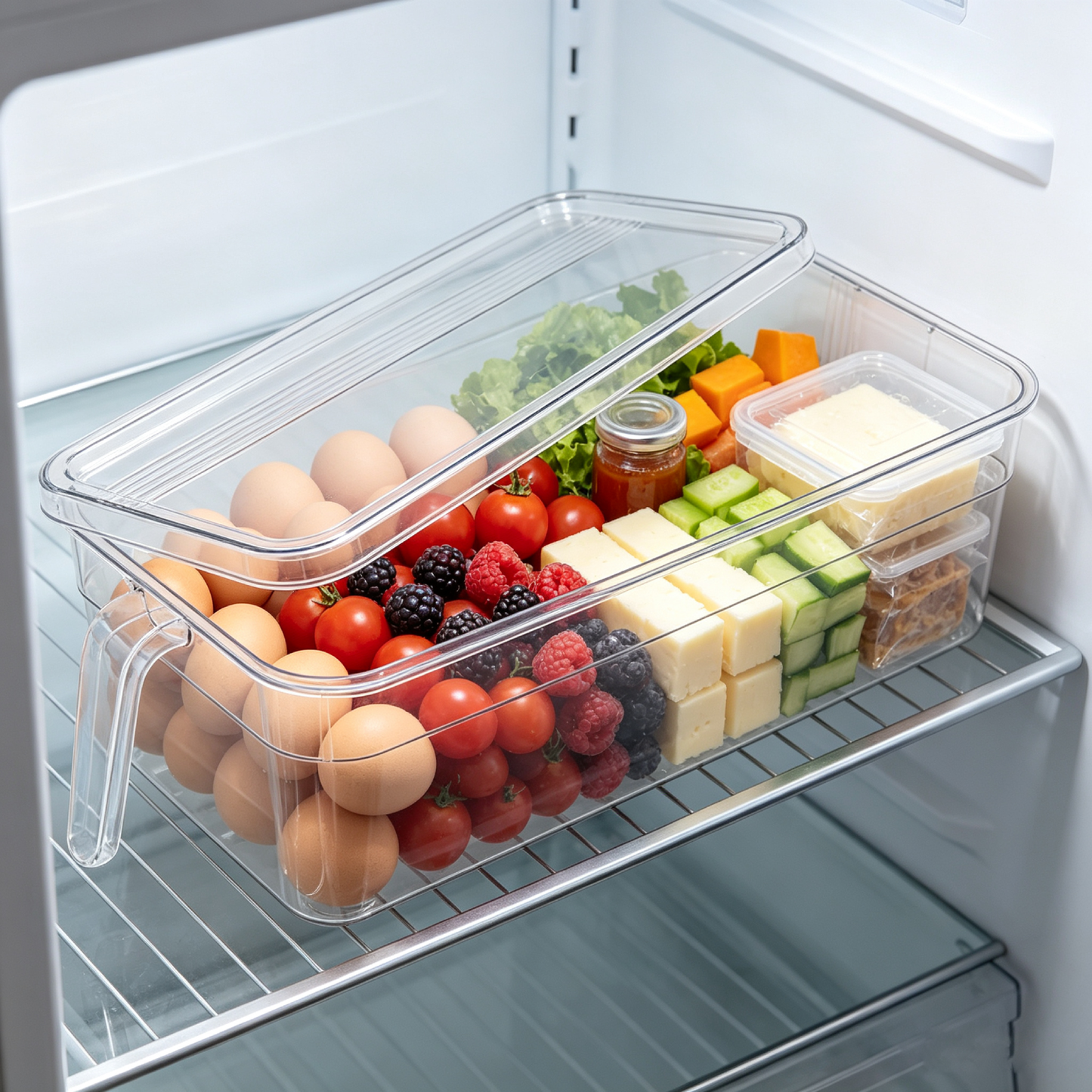 Clear Refrigerator Storage Container with Handle