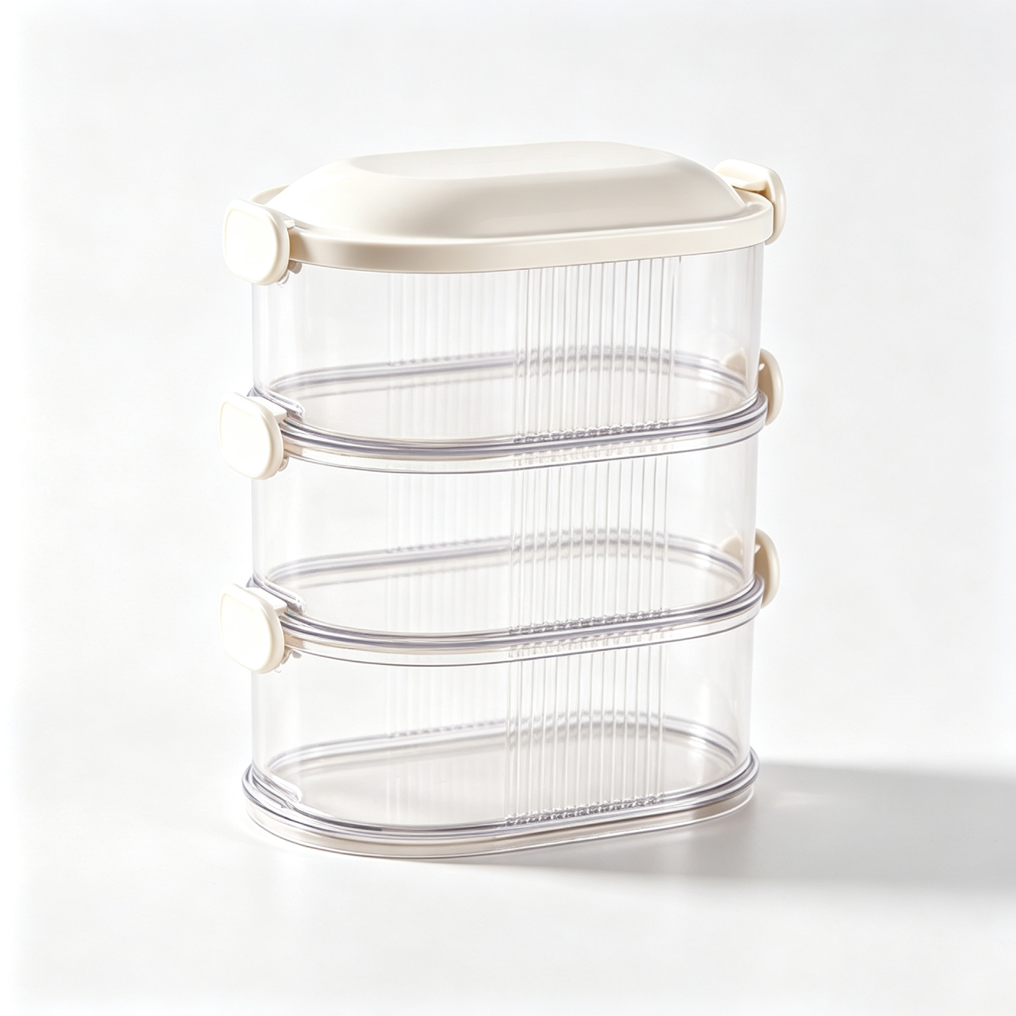 3-Tier Stackable Airtight Spice Storage Container Set in Cream White