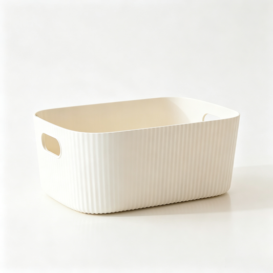 Wave Pattern Rectangular Storage Box Set (White - Pack of 3)