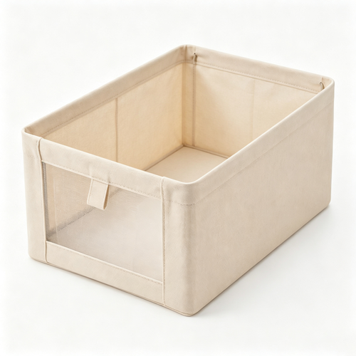 Fabric Storage Box with Front Mesh Window (19L)