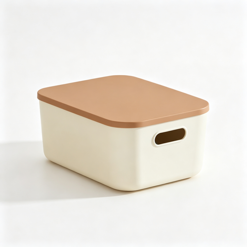 minimalist Cream-Style Desktop Storage Box with Lid