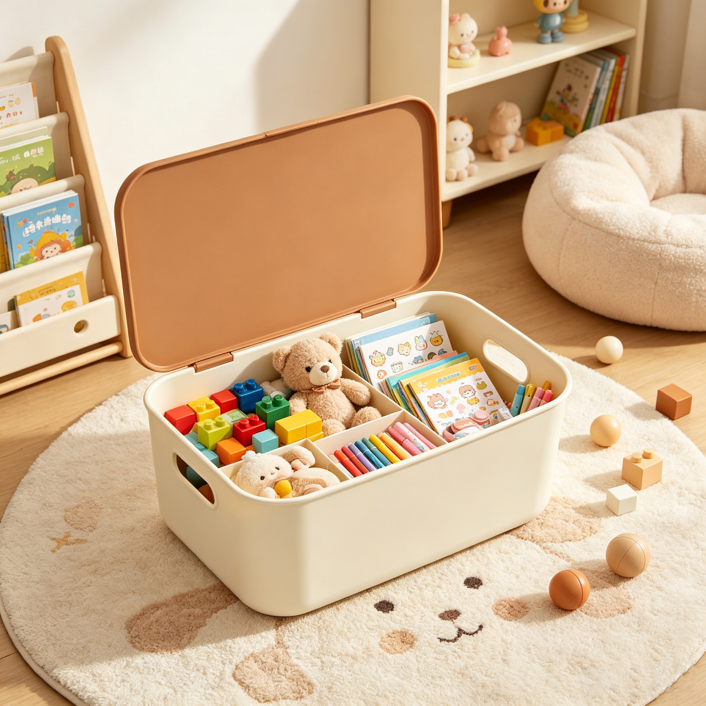 minimalist Cream-Style Desktop Storage Box with Lid